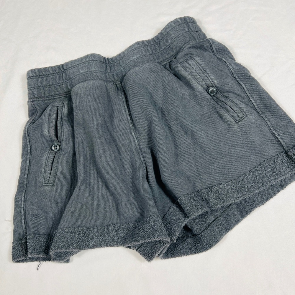 Aerie Womens XS Grey High Waisted French Terry Sweat Shorts Button Pocket Lounge